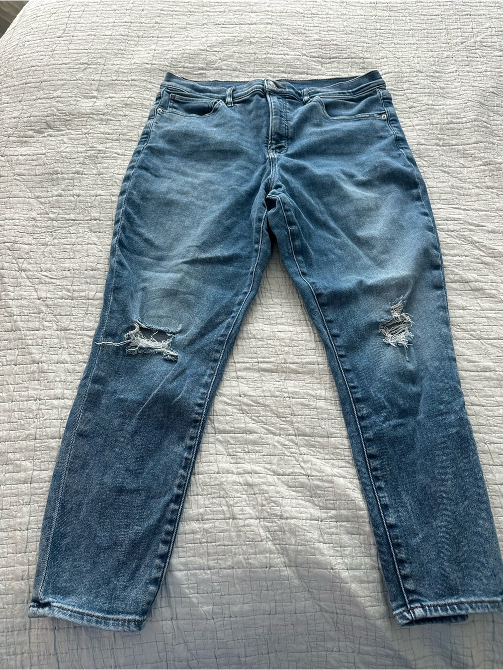 Express Women's Blue Boyfriend Distressed Jeans
